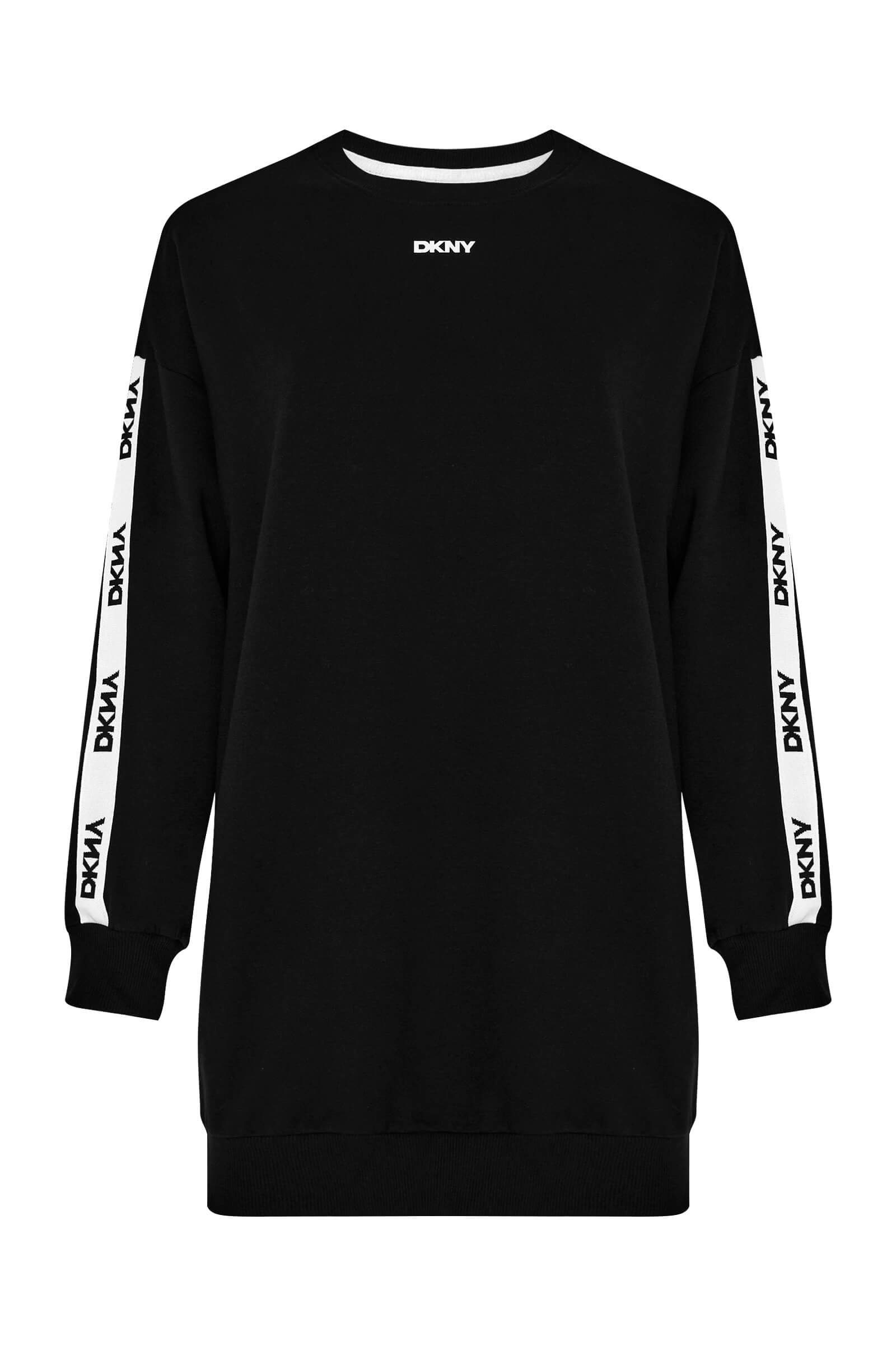 Короткое хлопковое платье-свитшот Бренд DKNY