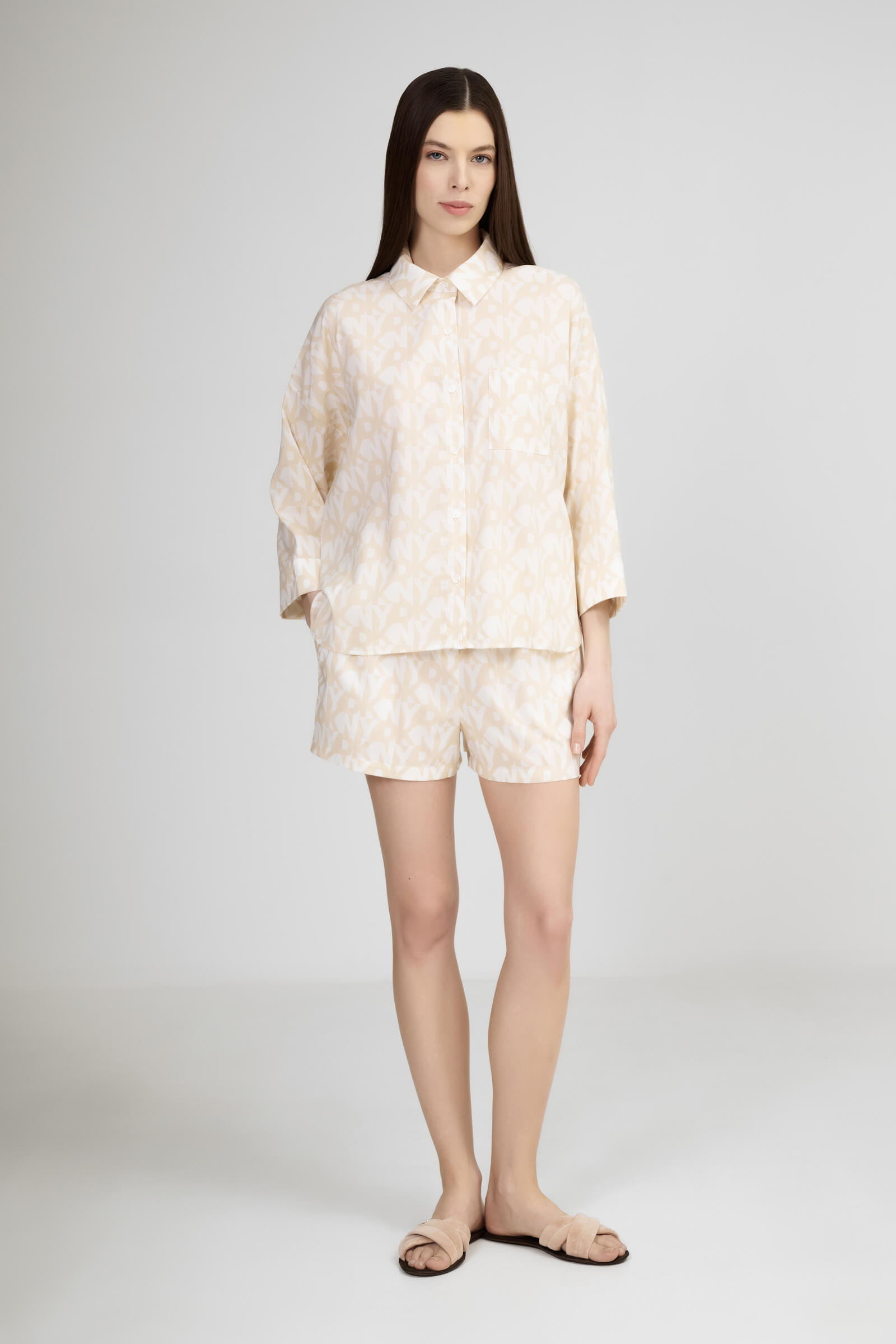 Пижама из хлопка и вискозы Бренд DKNY Изображение 3