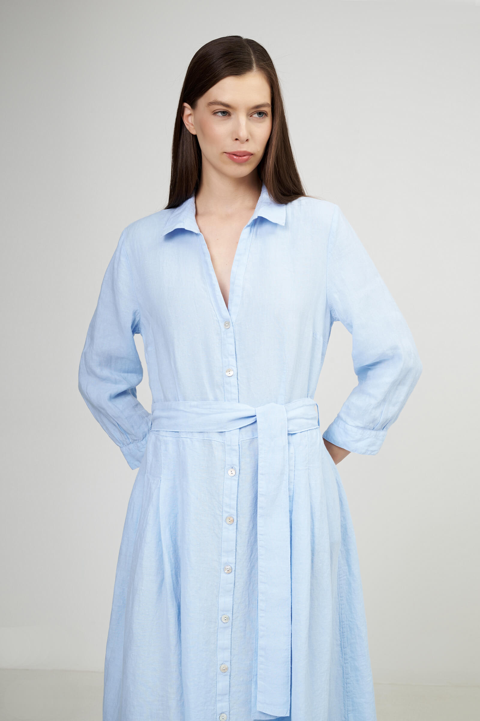 Платье-рубашка из 100% льна Бренд 120% Lino Изображение 4