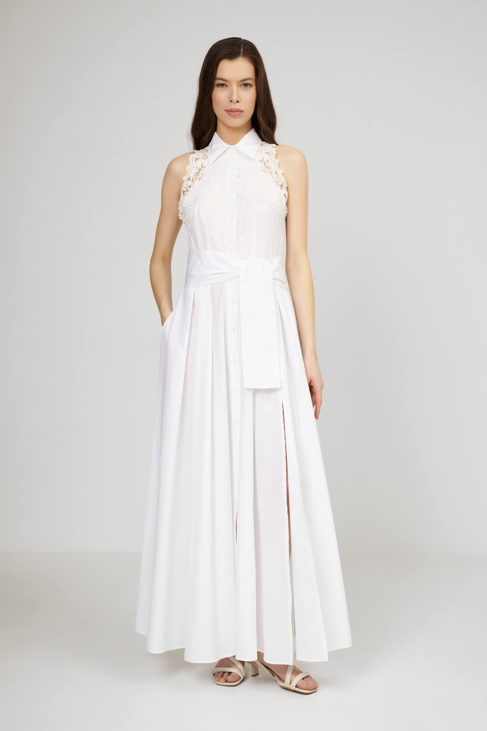 Хлопковое платье-рубашка с расклешенной юбкой Бренд Ermanno Scervino Изображение 2