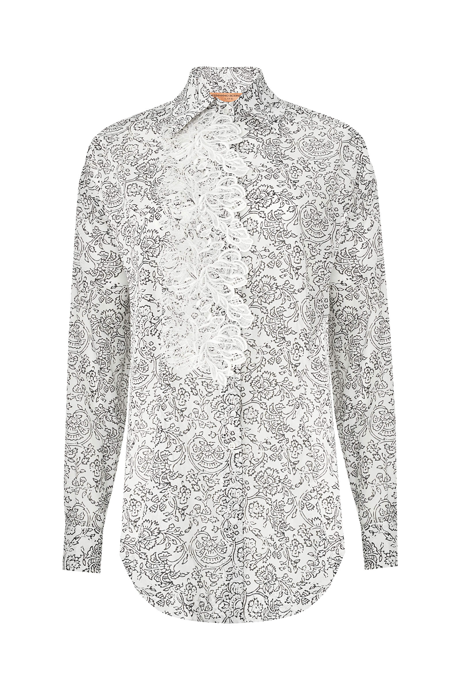 Хлопковая рубашка с кружевной вставкой Бренд Ermanno Scervino
