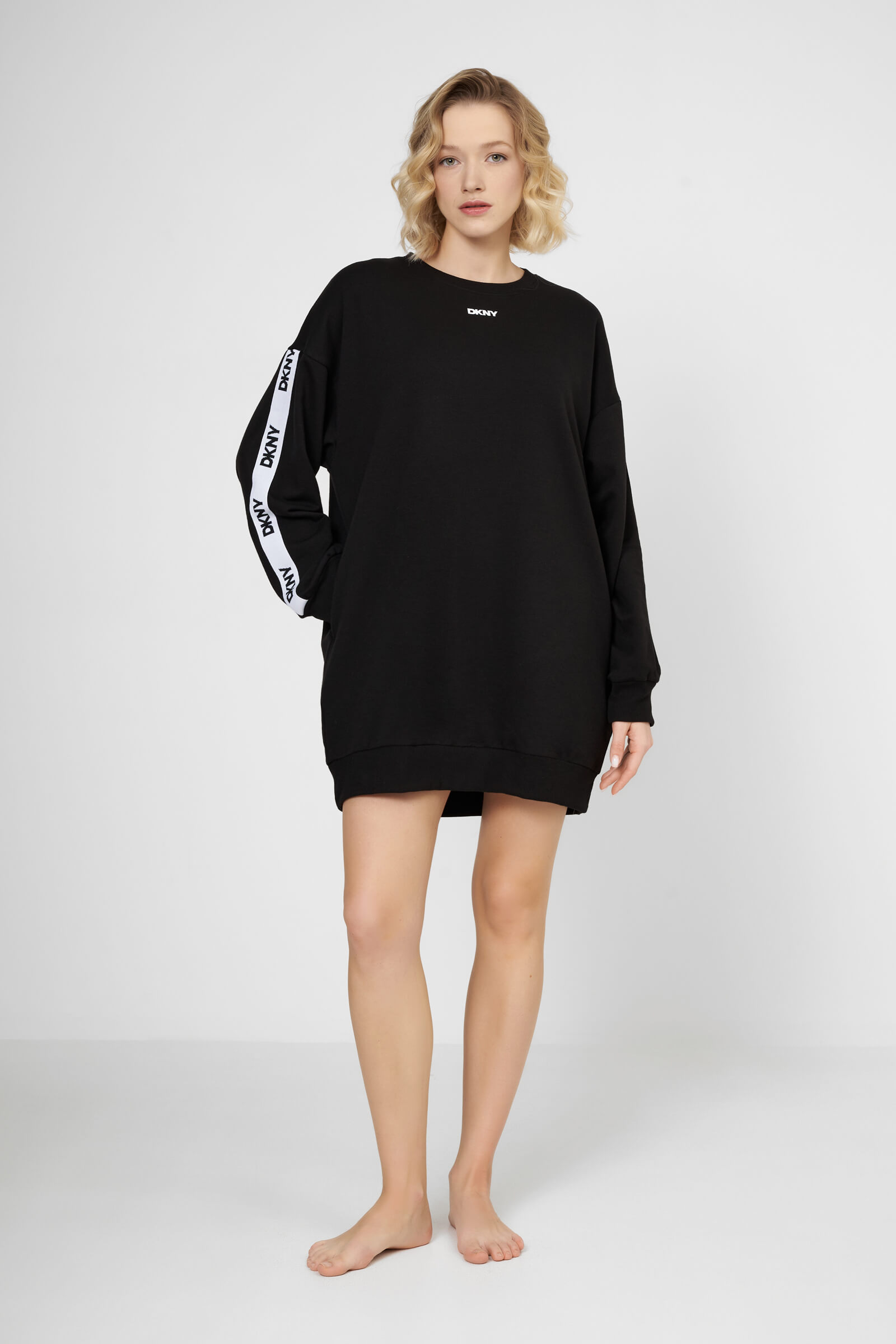 Короткое хлопковое платье-свитшот Бренд DKNY Изображение 2