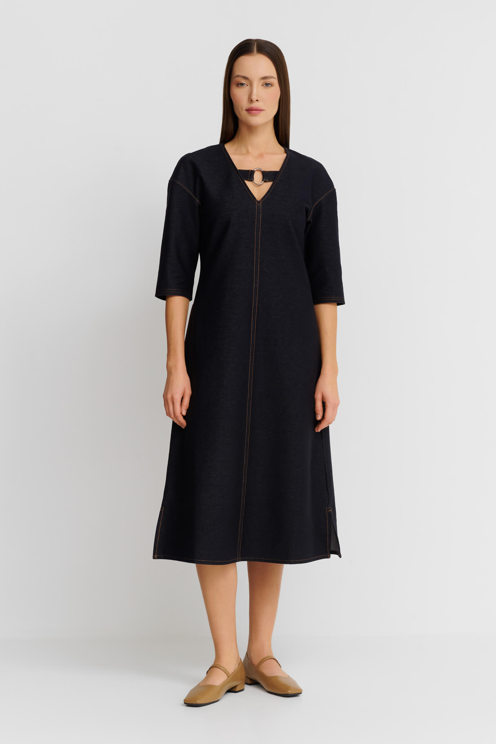 Хлопковое платье с контрастной строчкой Бренд Max Mara Изображение 2