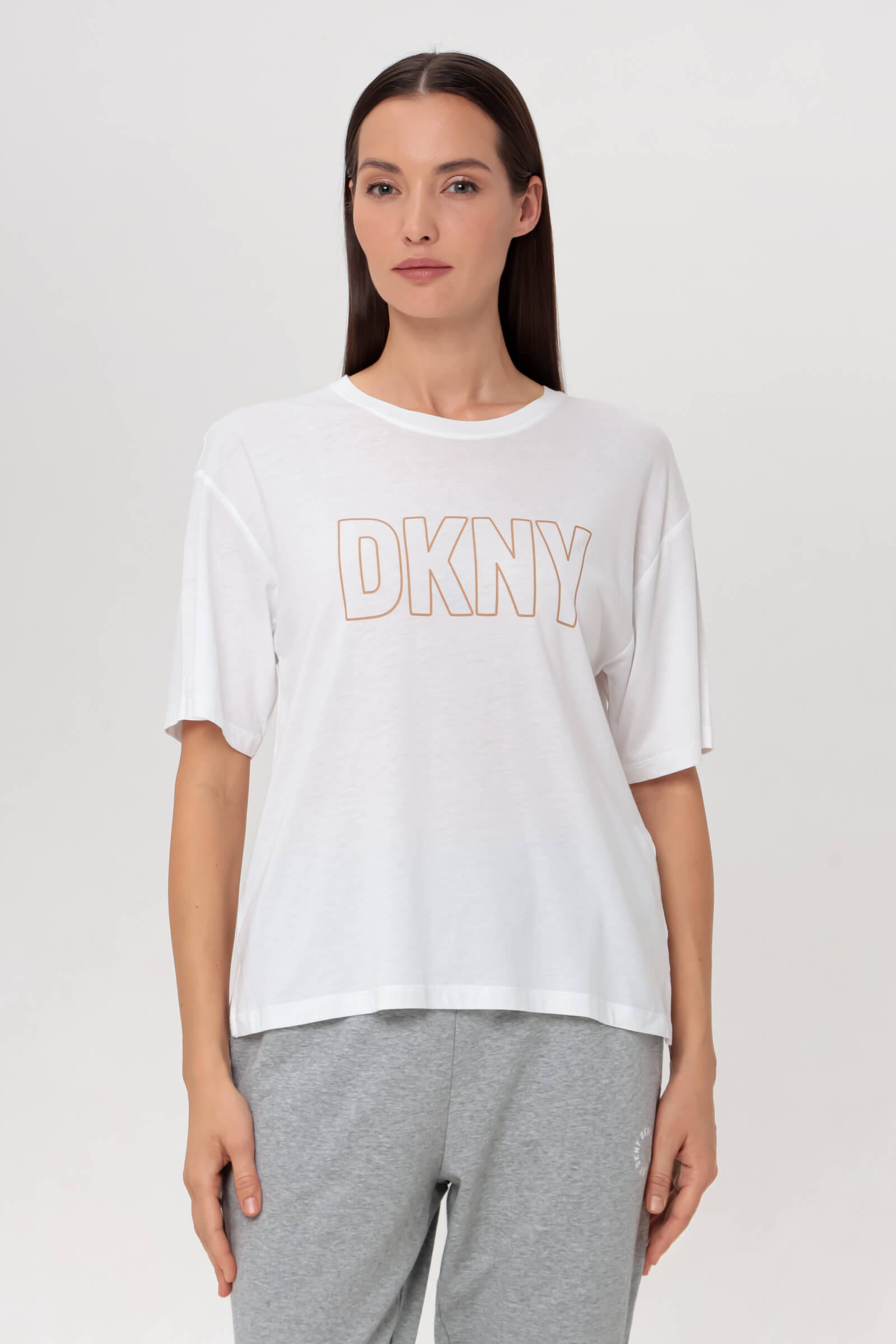 Футболка из вискозы и хлопка с логотипом Бренд DKNY Изображение 2