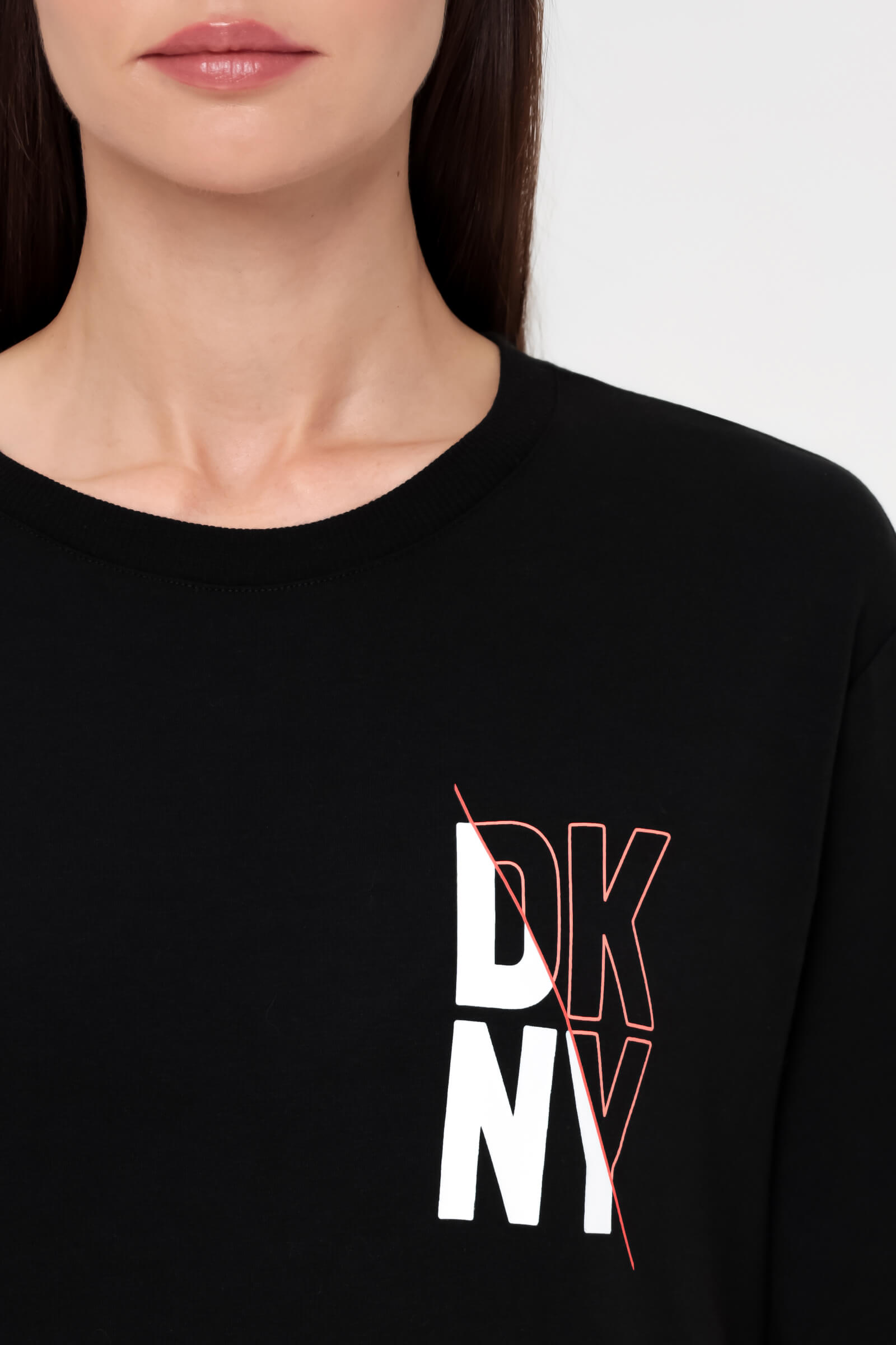 Хлопковое платье-футболка с удлиненной спинкой Бренд DKNY Изображение 5