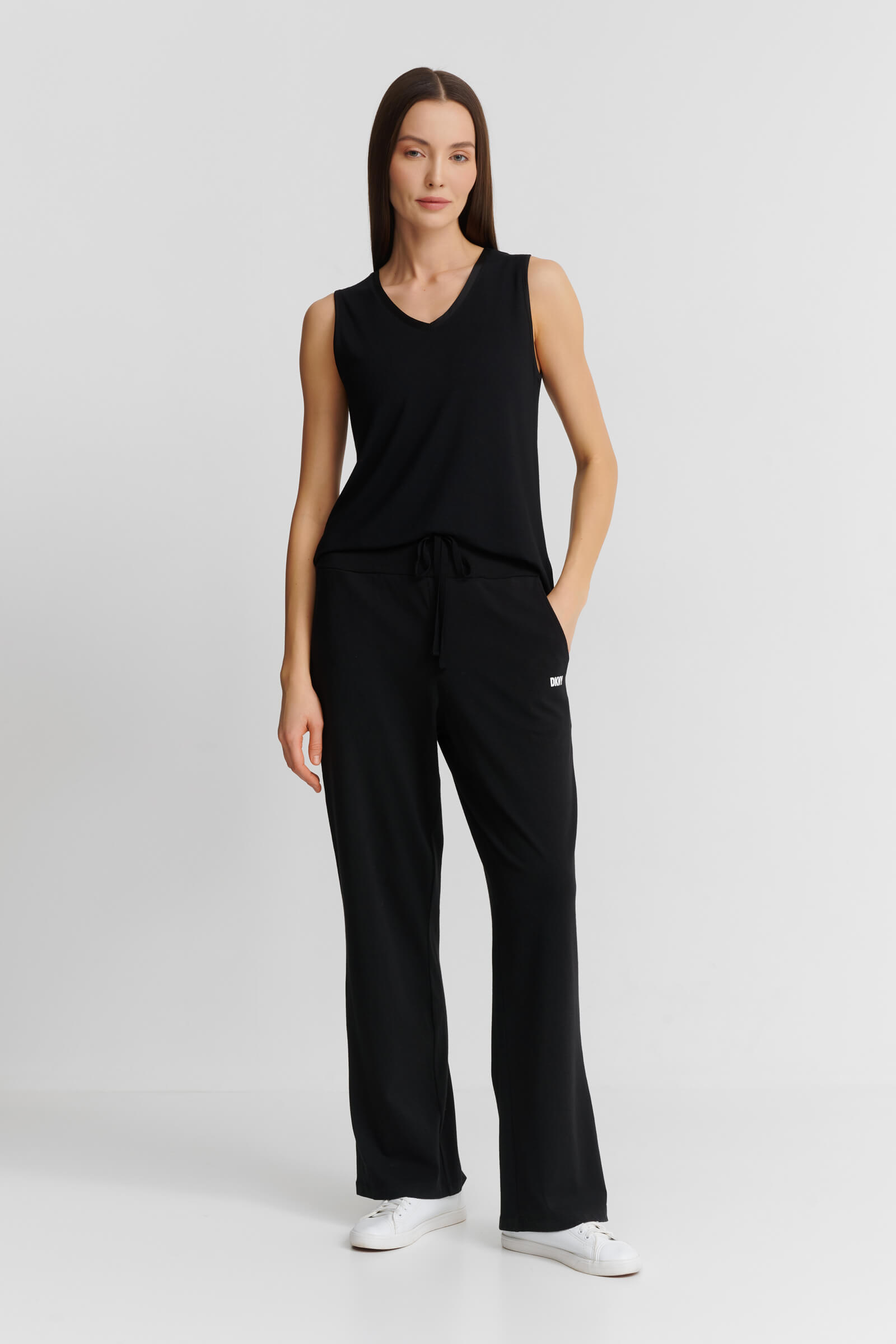Пижамные хлопковые брюки с поясом на завязках Бренд DKNY Изображение 4