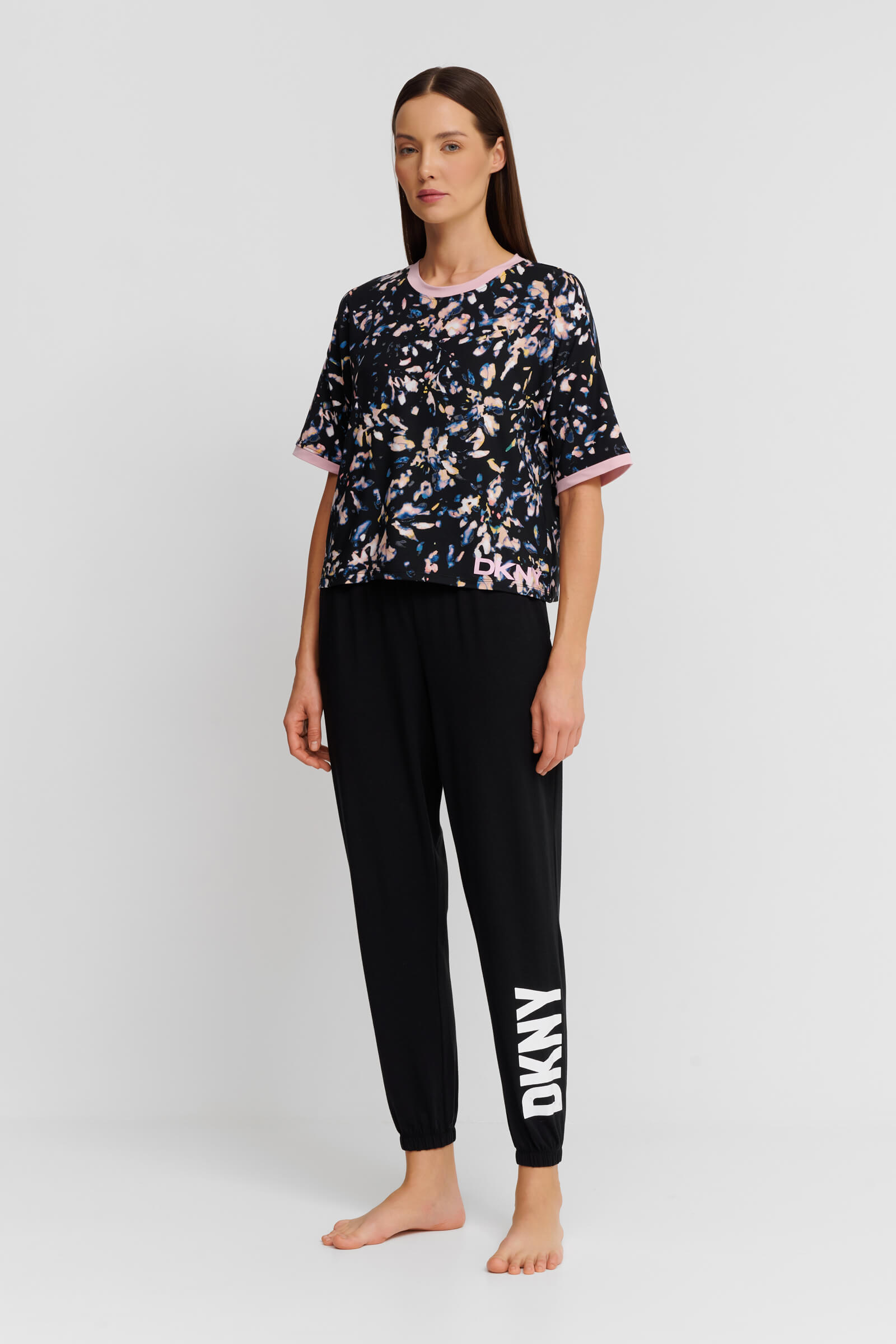 Пижамные брюки-джоггеры с логотипом бренда Бренд DKNY Изображение 4
