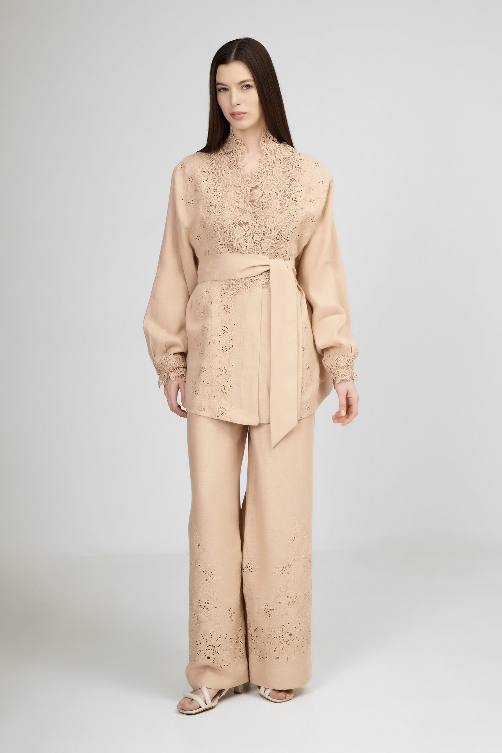 Льняные свободные брюки на резинке Бренд Ermanno Scervino Изображение 4