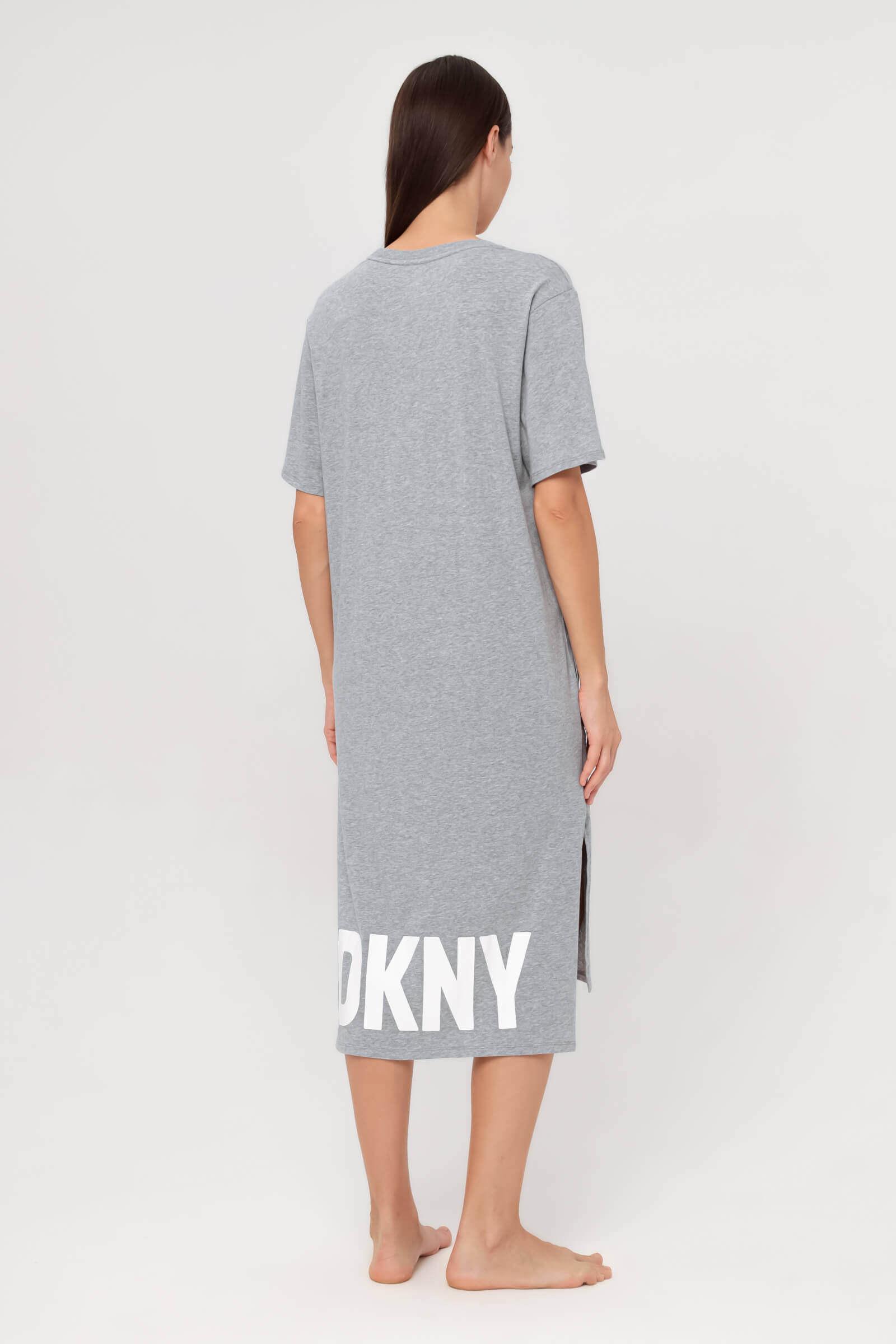 Хлопковое платье-футболка с удлиненной спинкой Бренд DKNY Изображение 3