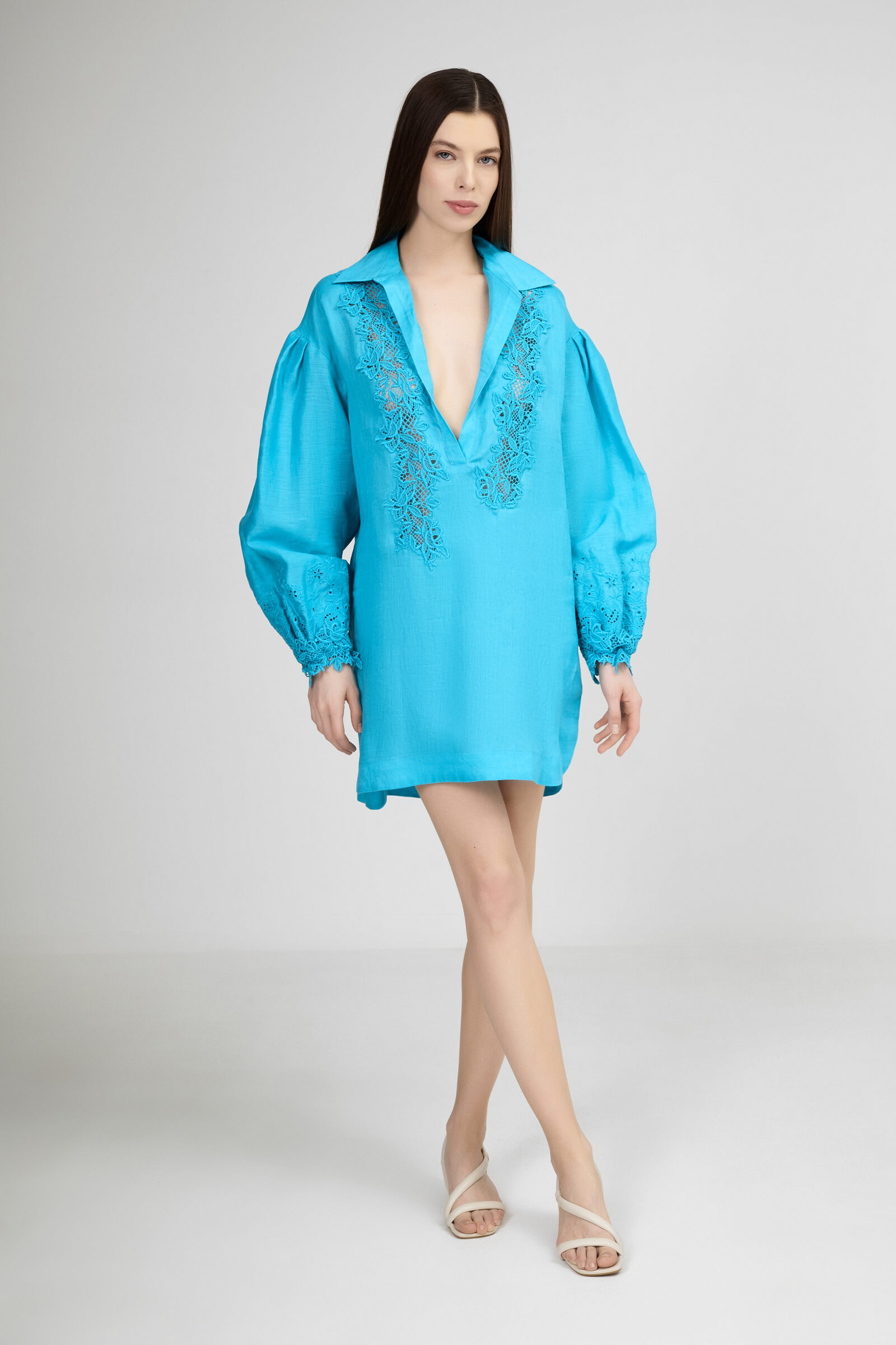 Льняная туника с кружевной отделкой Бренд Ermanno Scervino Изображение 2