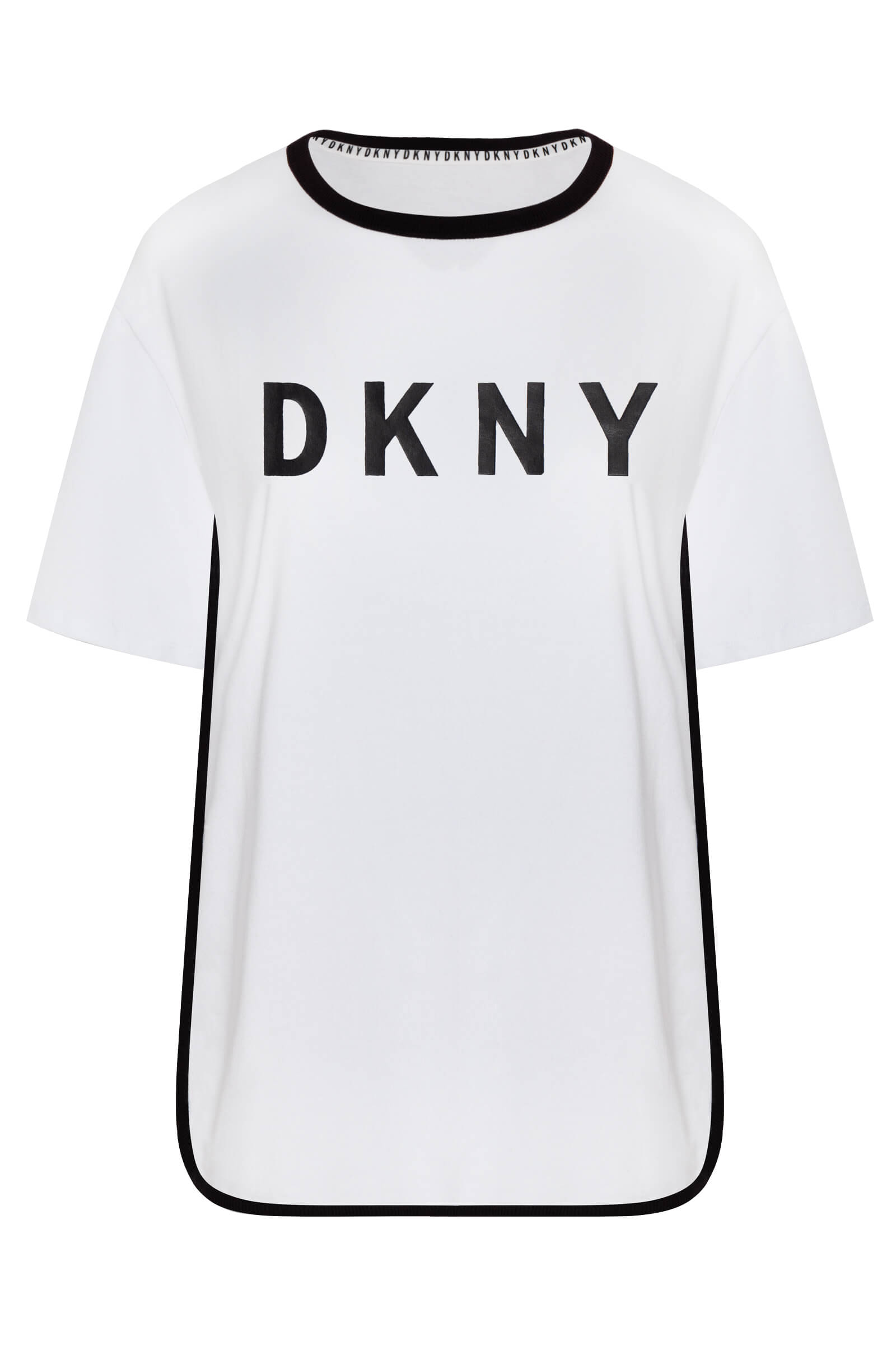 Пижамная хлопковая футболка с удлиненным рукавом Бренд DKNY