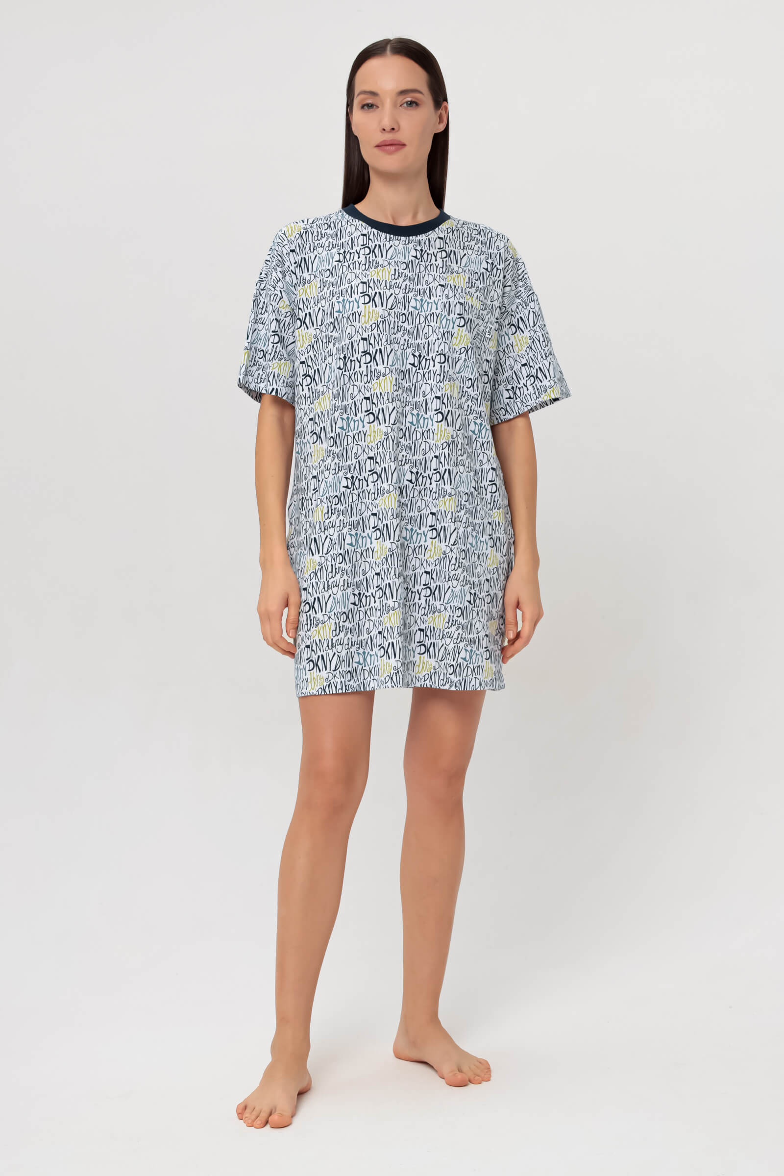 Хлопковая сорочка с логотипом бренда Бренд DKNY Изображение 4