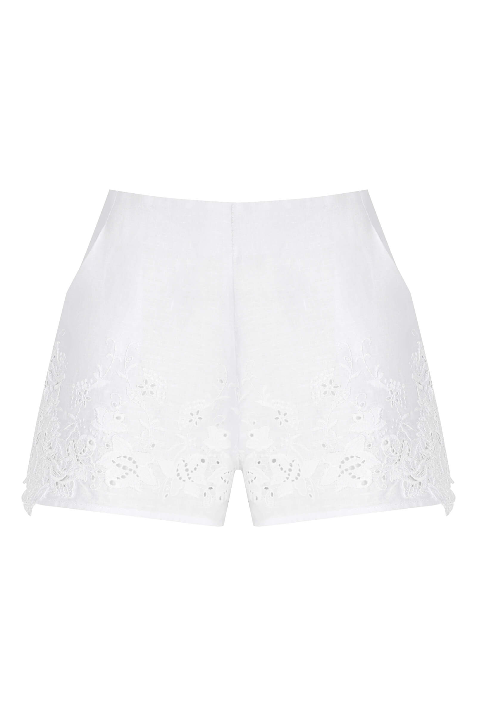 Льняные короткие шорты с кружевной отделкой Бренд Ermanno Scervino