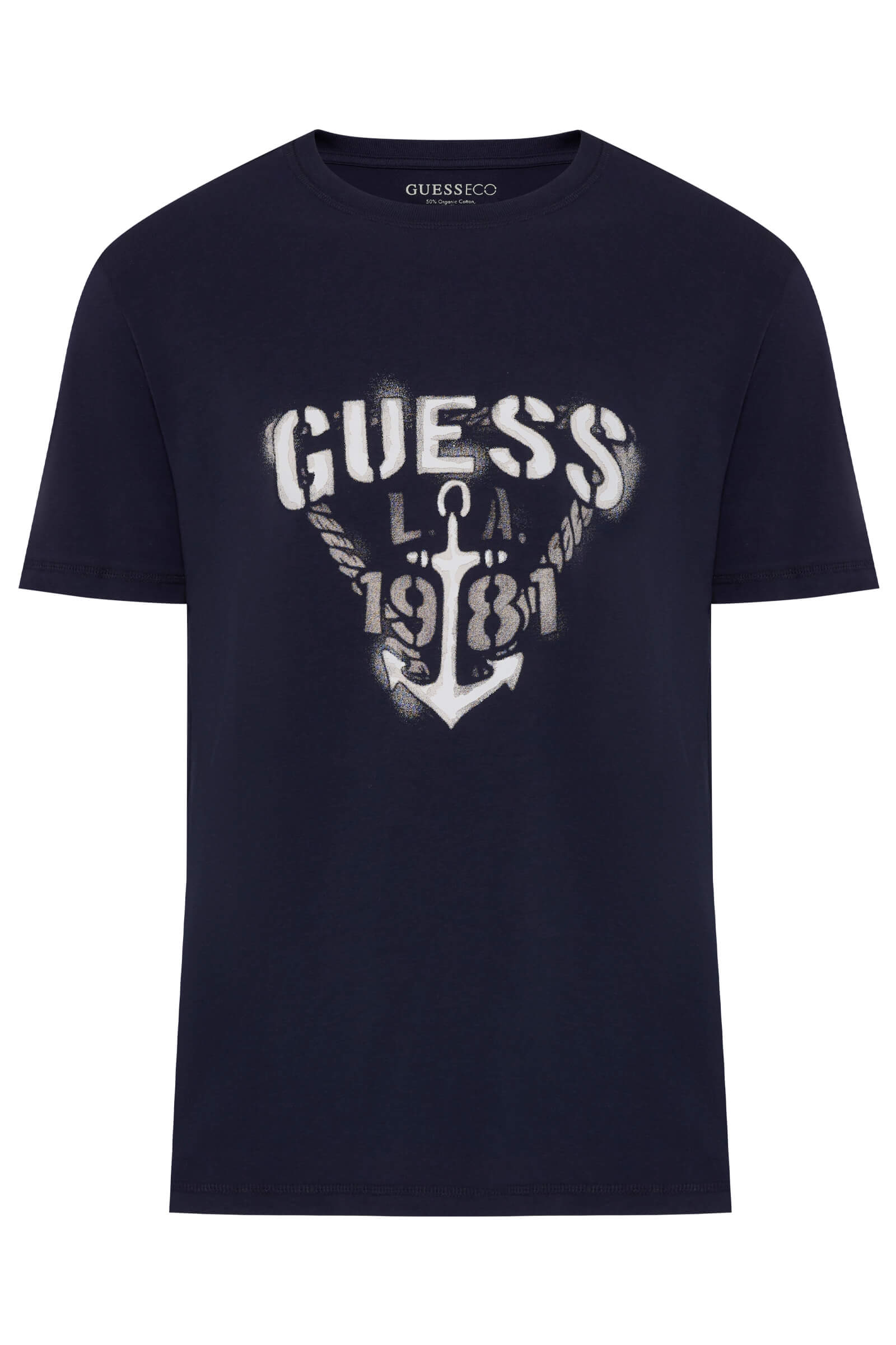 Хлопковая футболка с принтом Бренд Guess