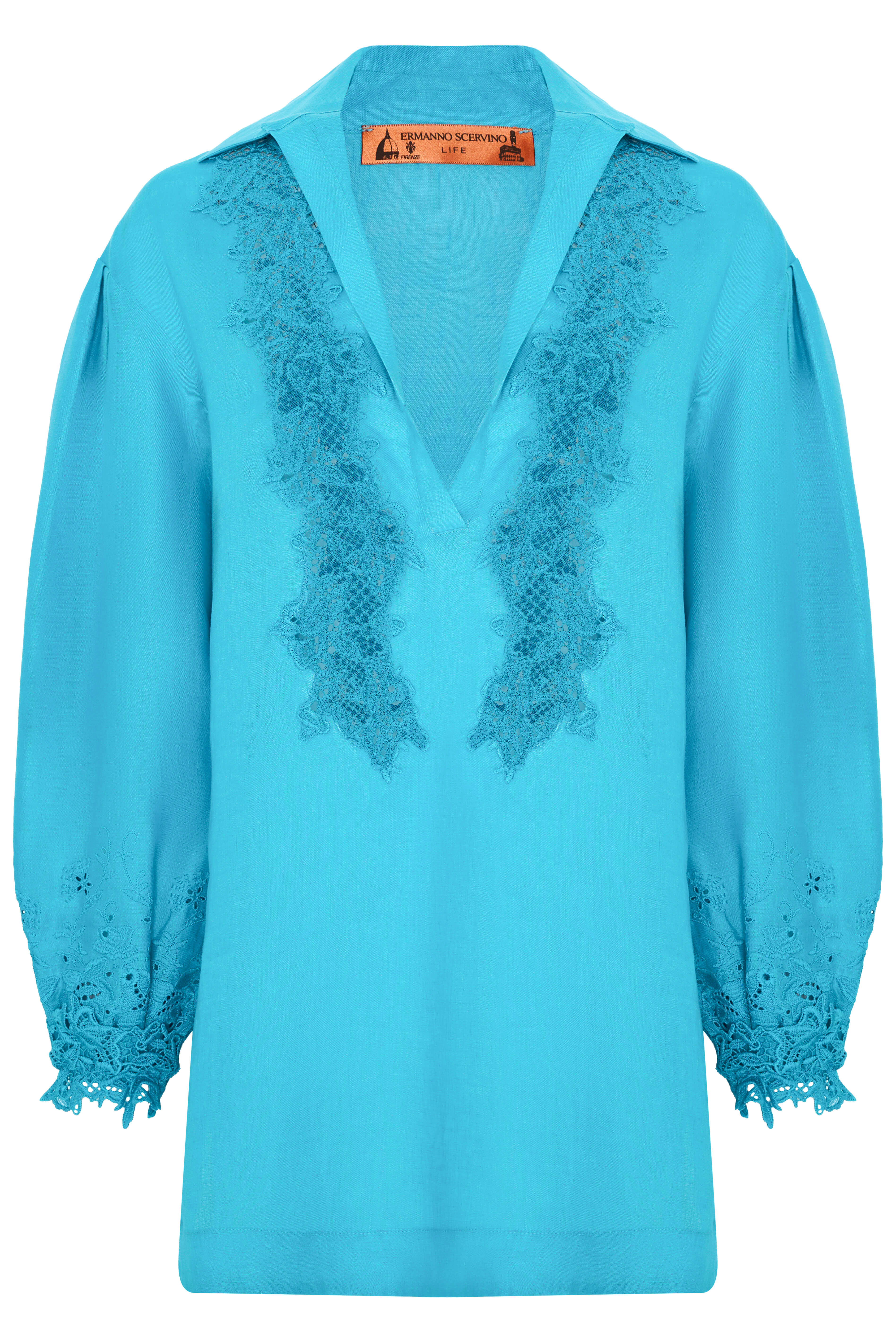 Льняная туника с кружевной отделкой Бренд Ermanno Scervino