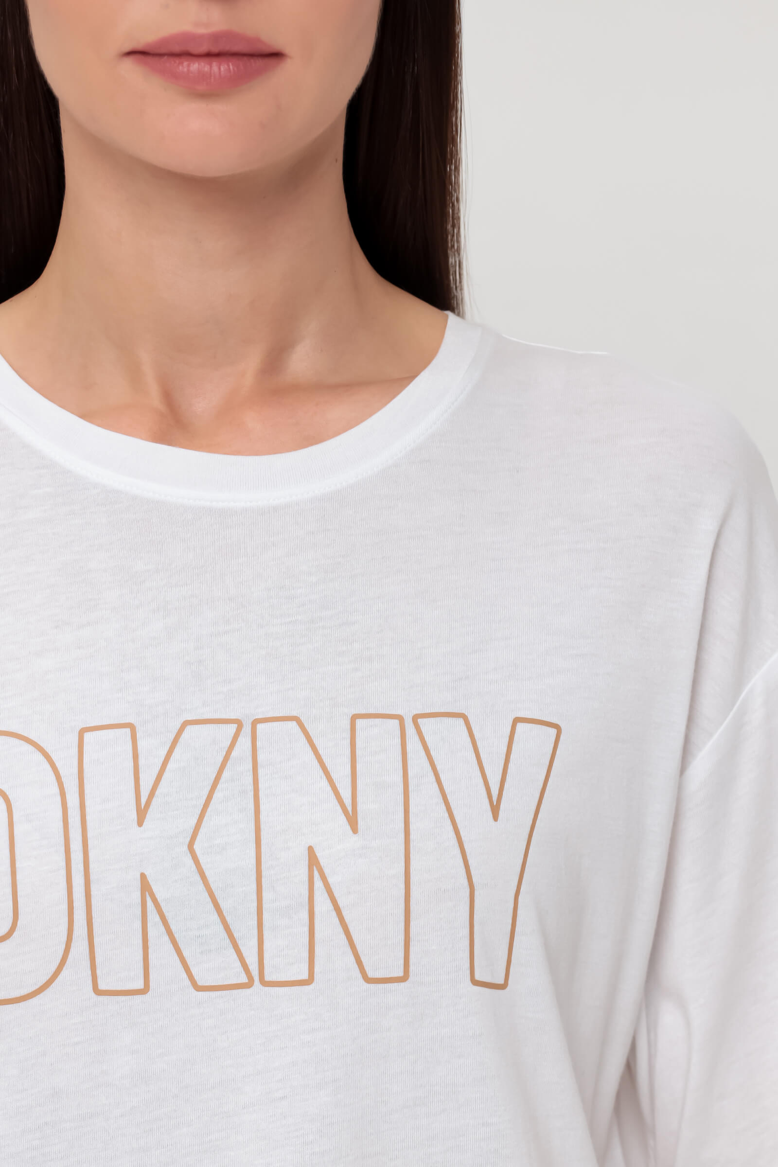 Футболка из вискозы и хлопка с логотипом Бренд DKNY Изображение 5