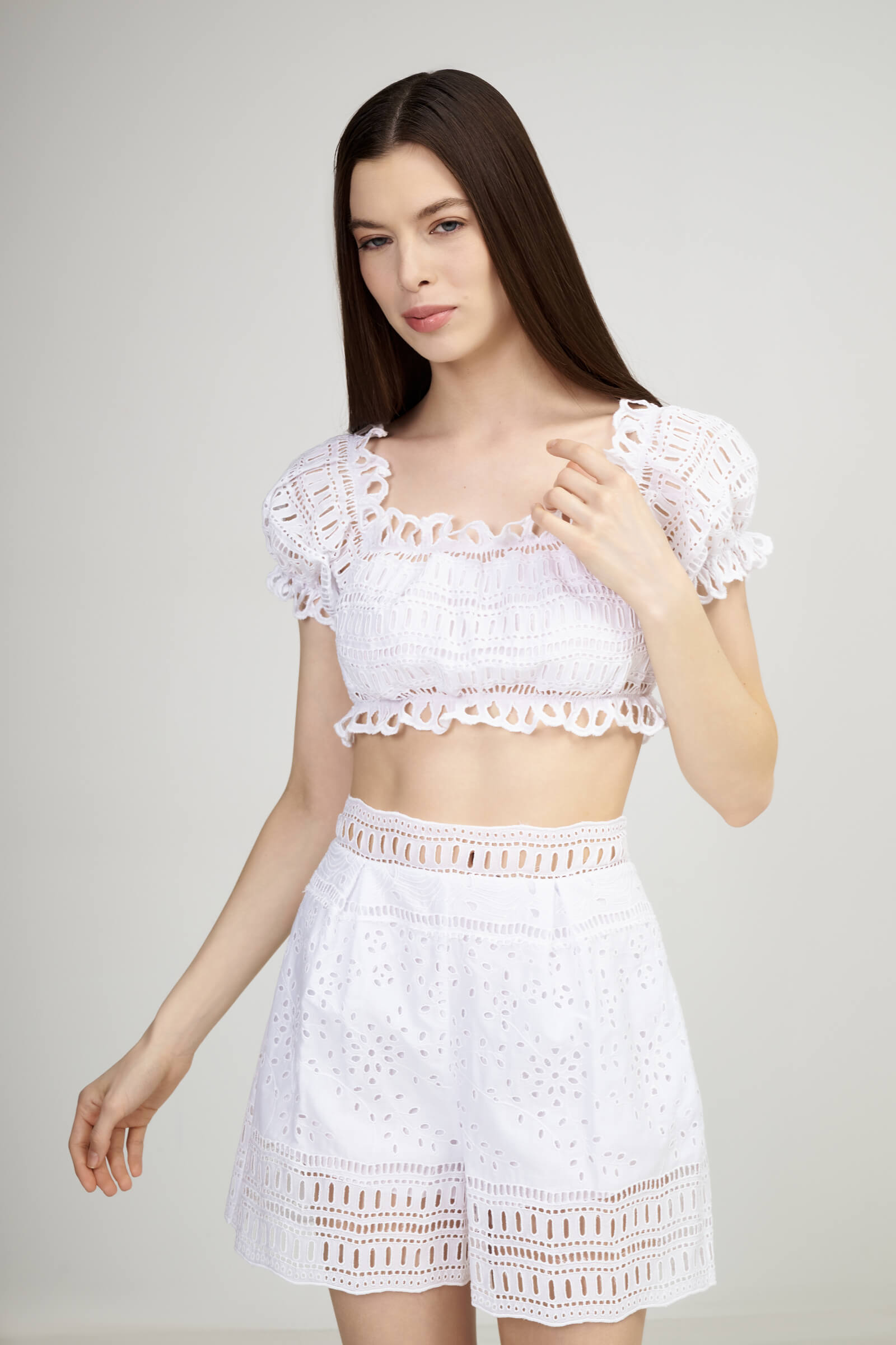 Хлопковая блузка с перфорацией Бренд Ermanno Scervino Изображение 2