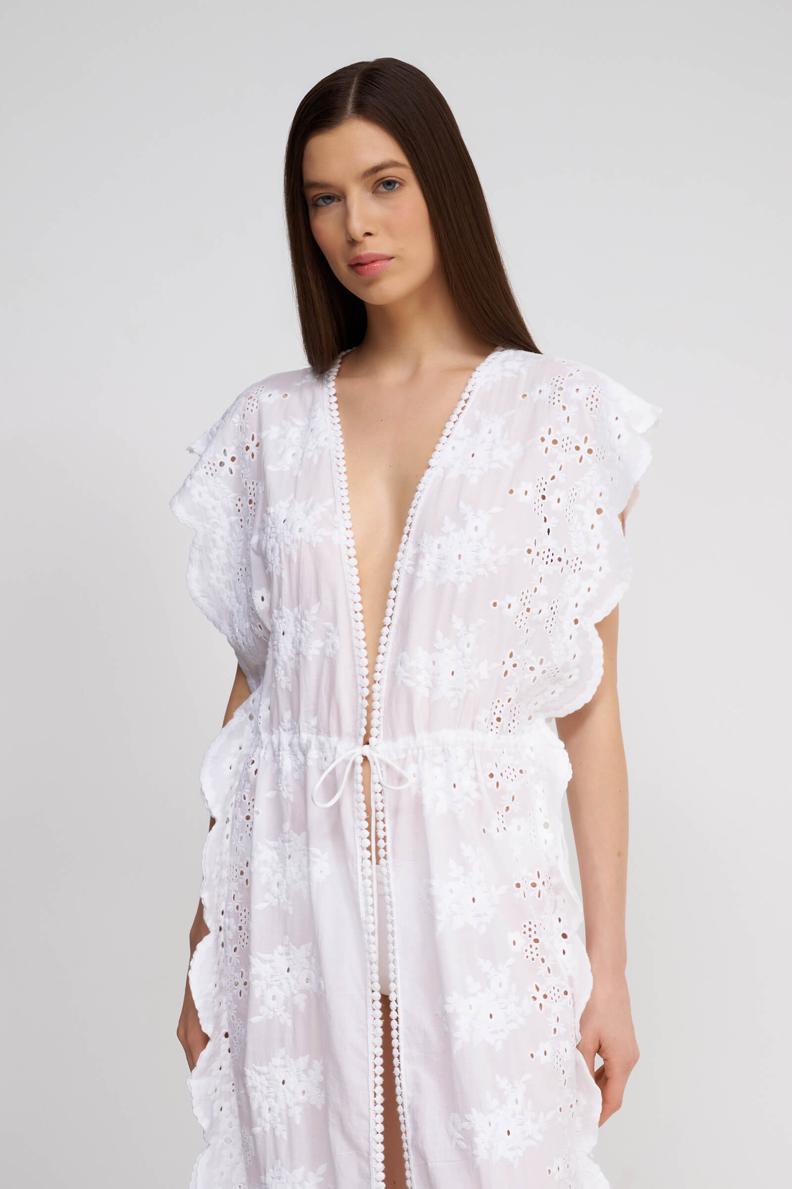 Хлопковая туника кроше на кулиске Бренд Melissa Odabash Изображение 4