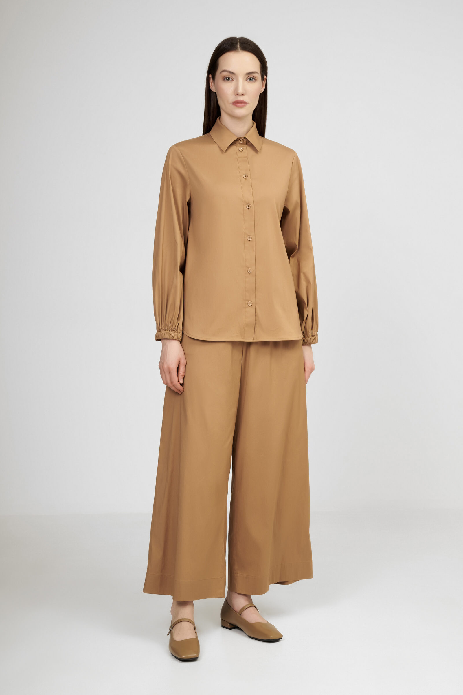 Хлопковая рубашка с манжетами на резинке Бренд Max Mara Изображение 4