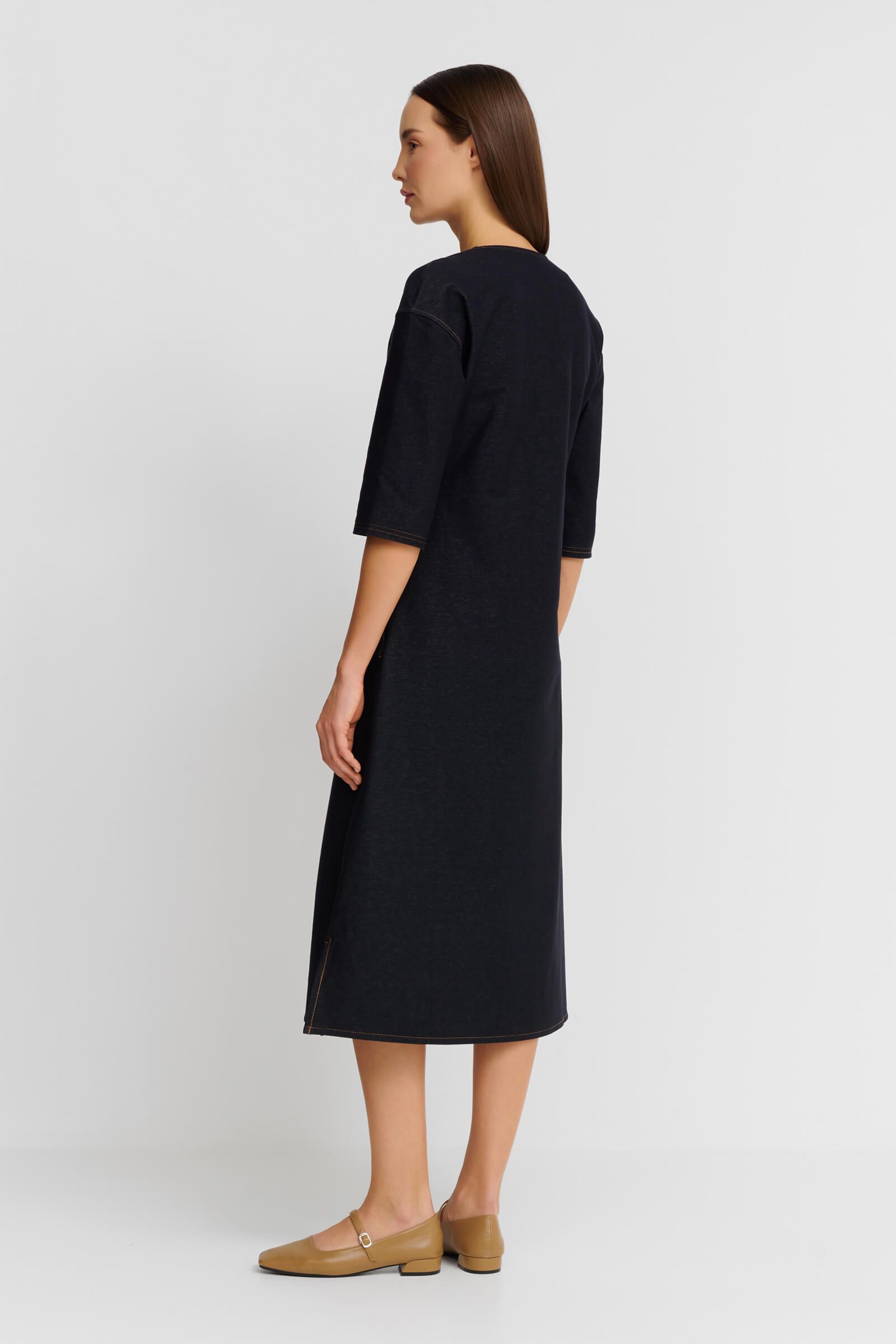 Хлопковое платье с контрастной строчкой Бренд Max Mara Изображение 3