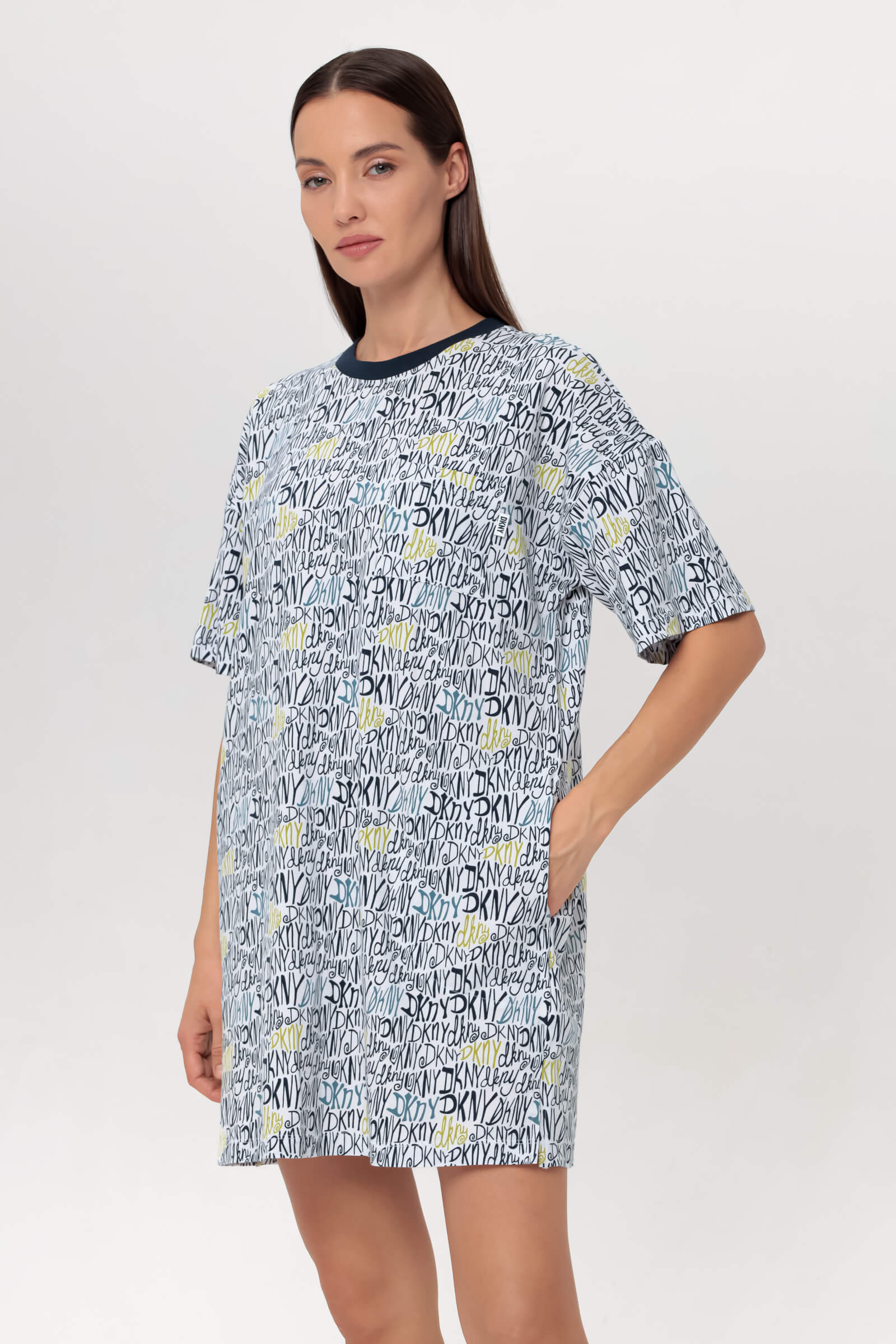 Хлопковая сорочка с логотипом бренда Бренд DKNY Изображение 2