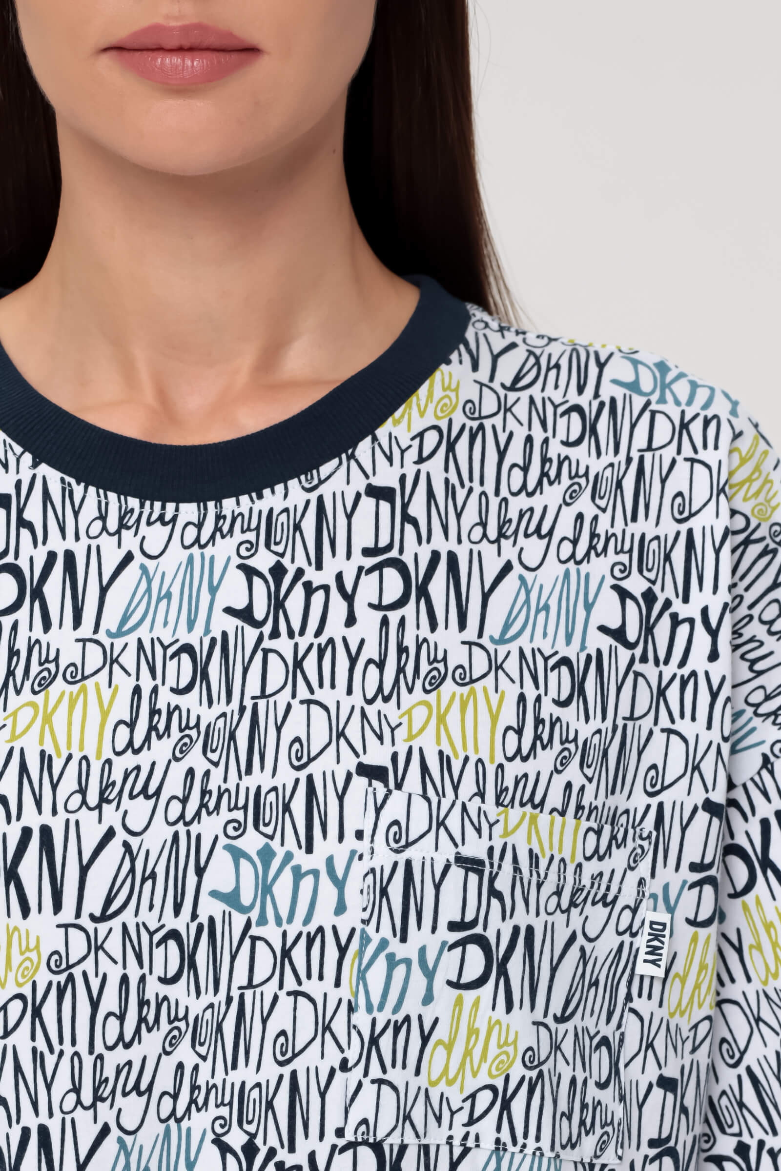 Хлопковая сорочка с логотипом бренда Бренд DKNY Изображение 5