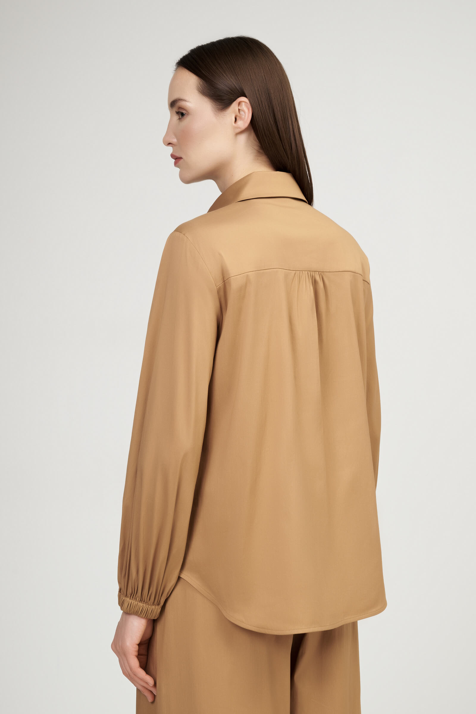 Хлопковая рубашка с манжетами на резинке Бренд Max Mara Изображение 3