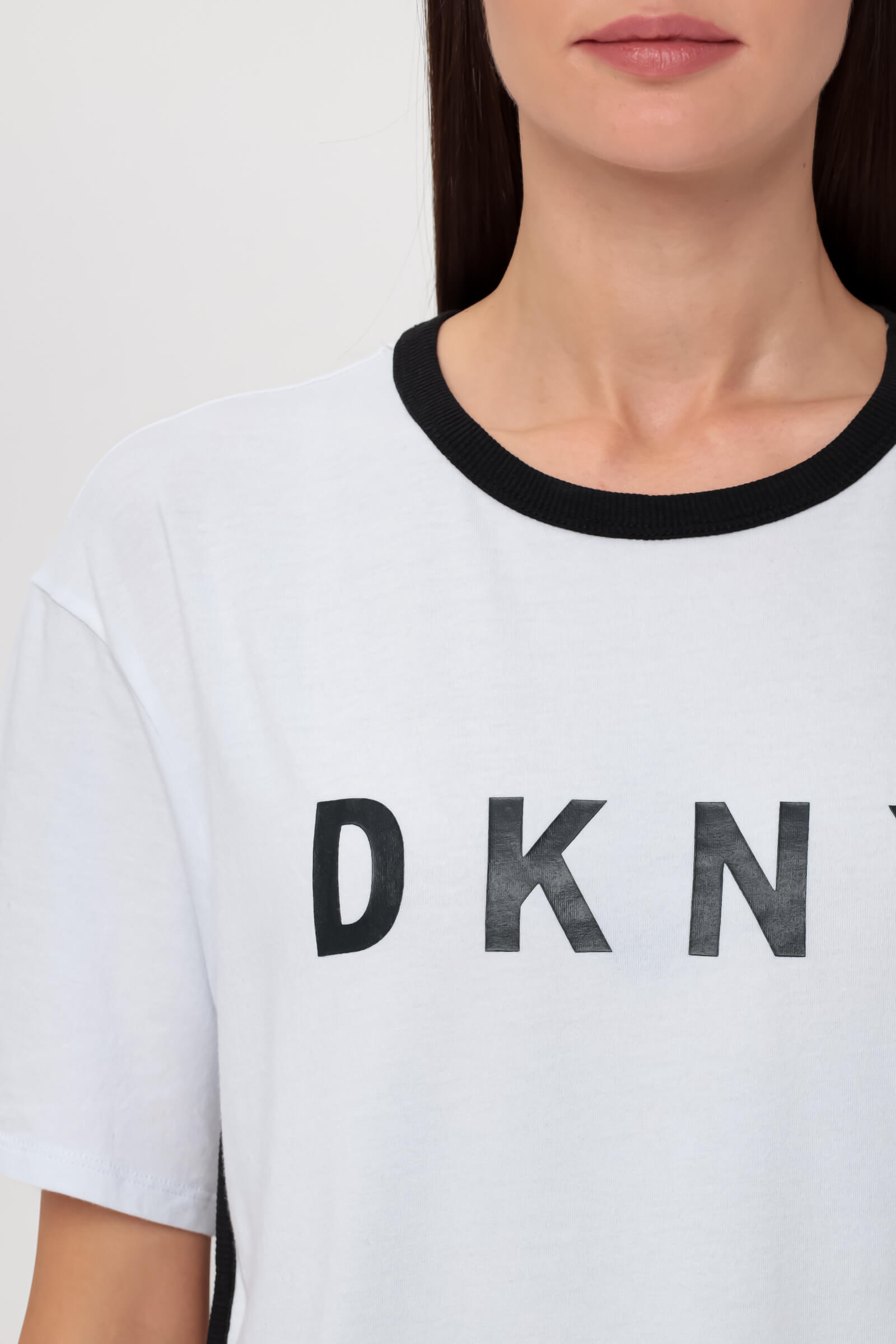 Пижамная хлопковая футболка с удлиненным рукавом Бренд DKNY Изображение 5