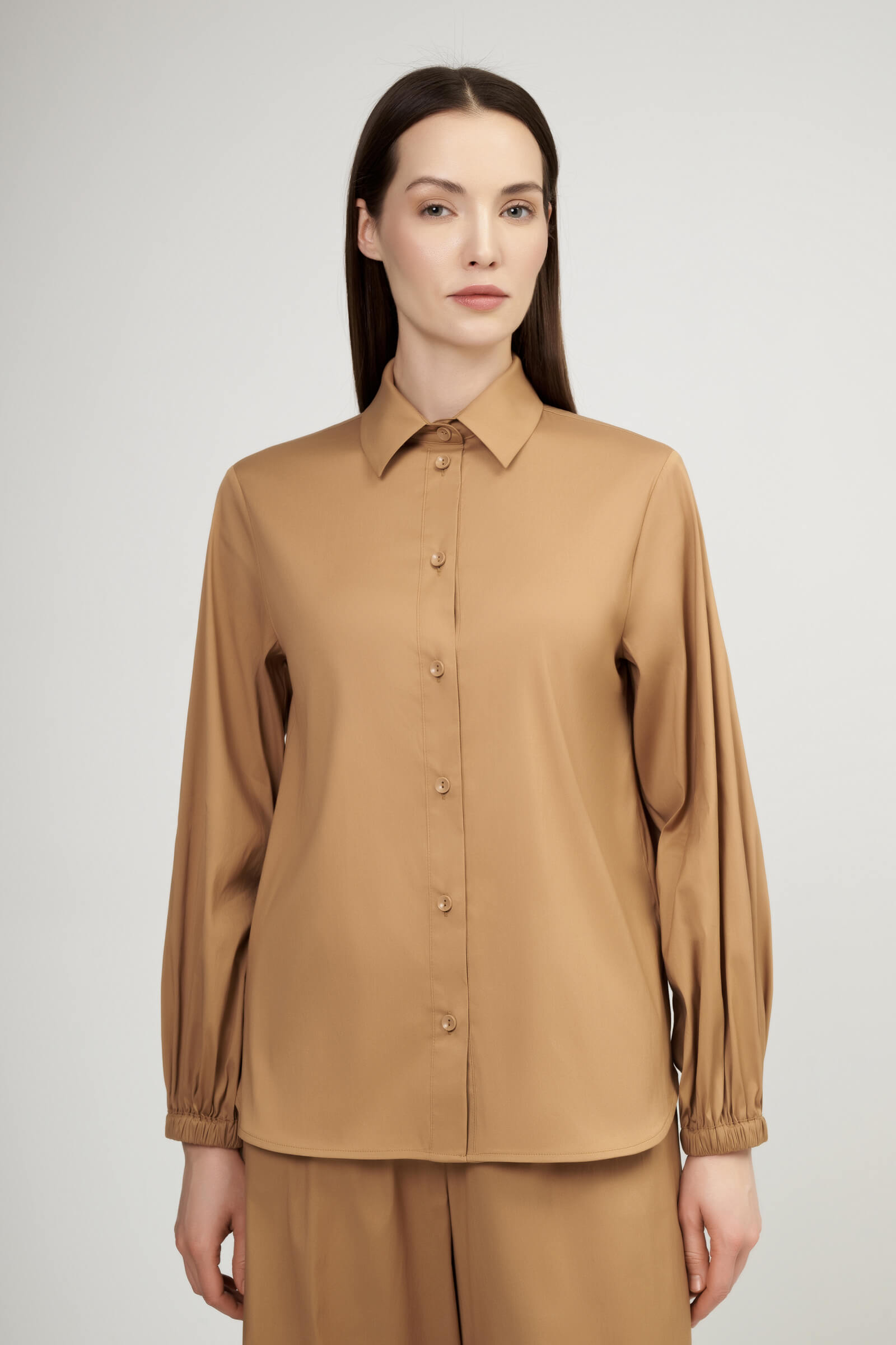 Хлопковая рубашка с манжетами на резинке Бренд Max Mara Изображение 2