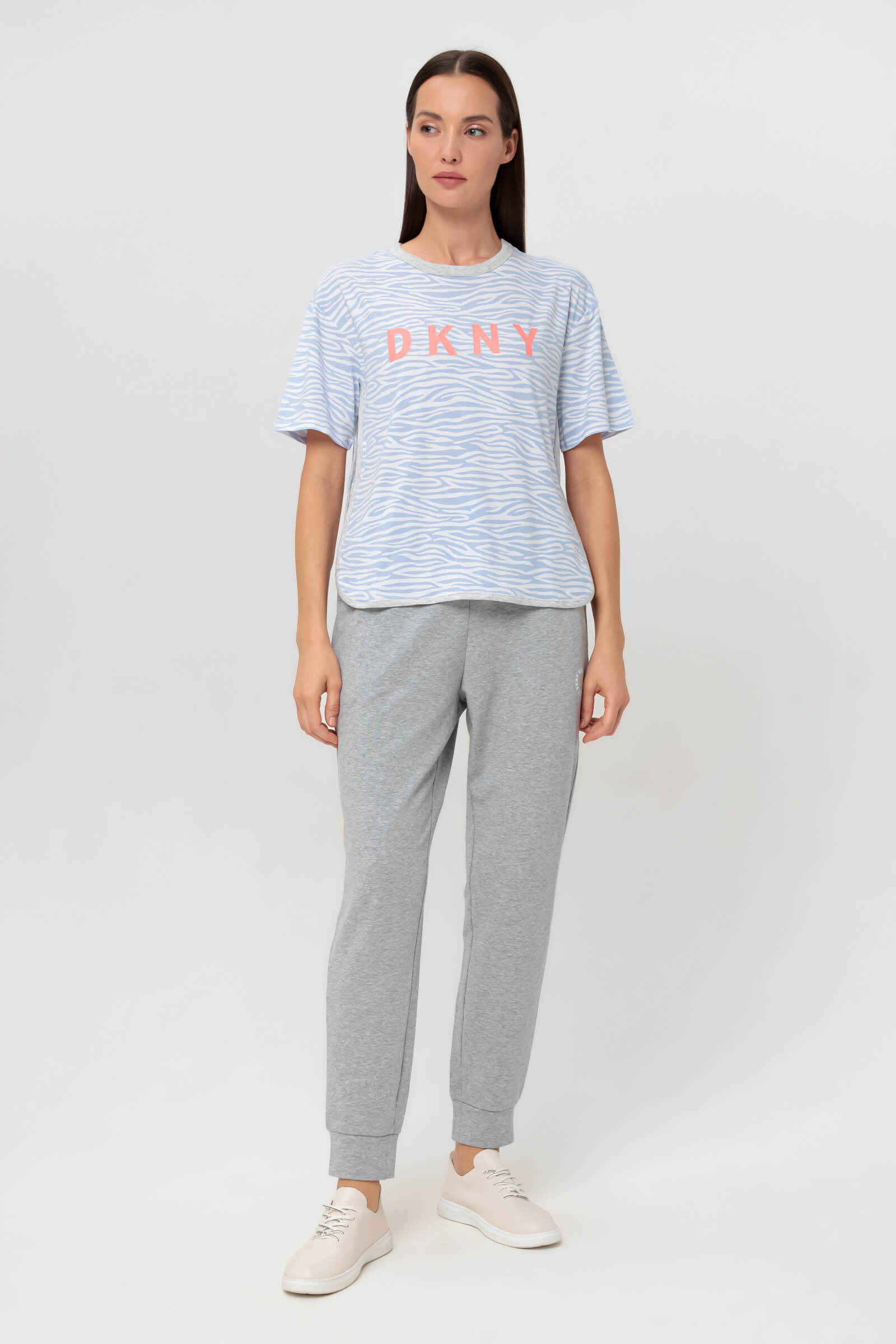 Пижамная хлопковая футболка с удлиненным рукавом Бренд DKNY Изображение 4