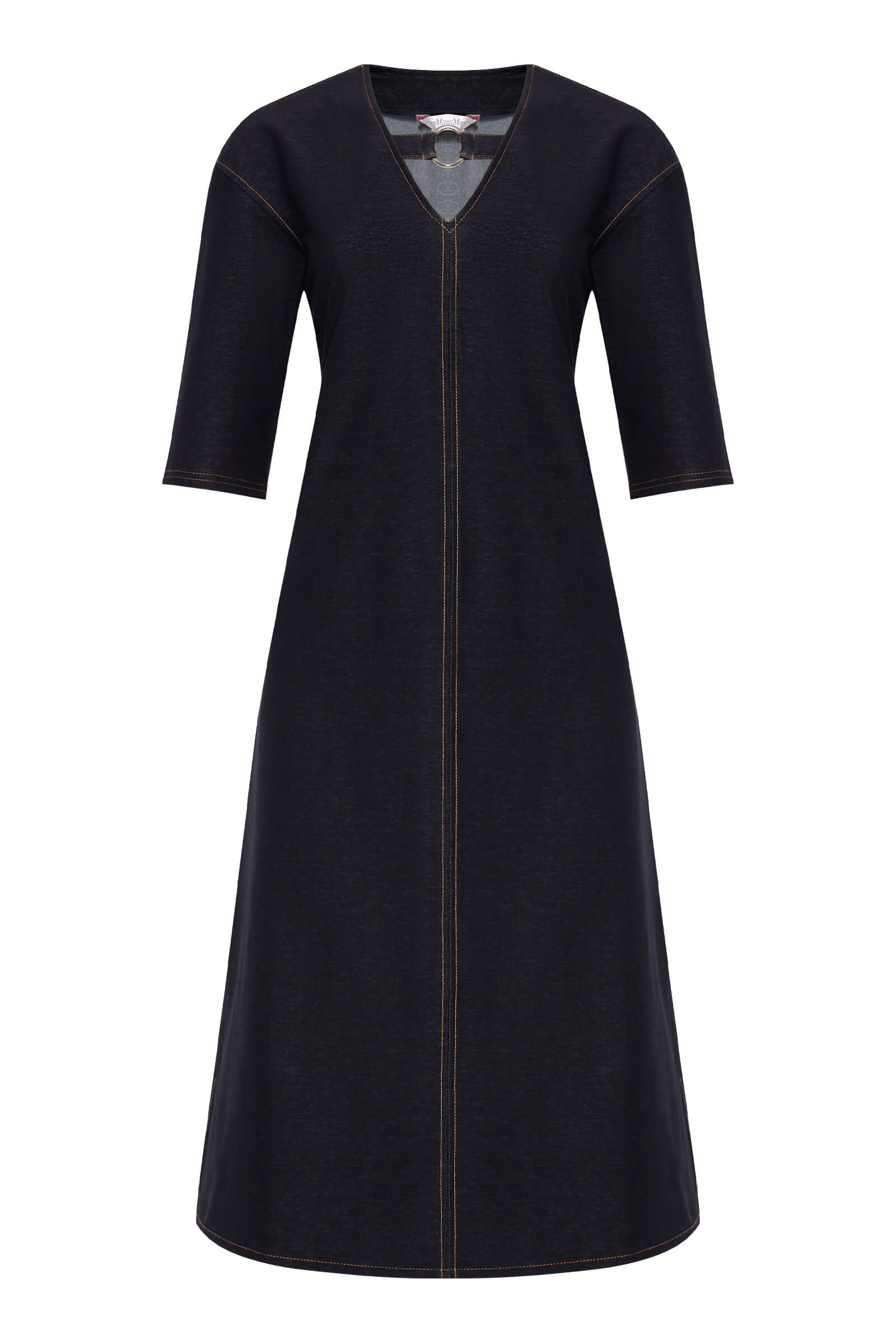 Хлопковое платье с контрастной строчкой Бренд Max Mara
