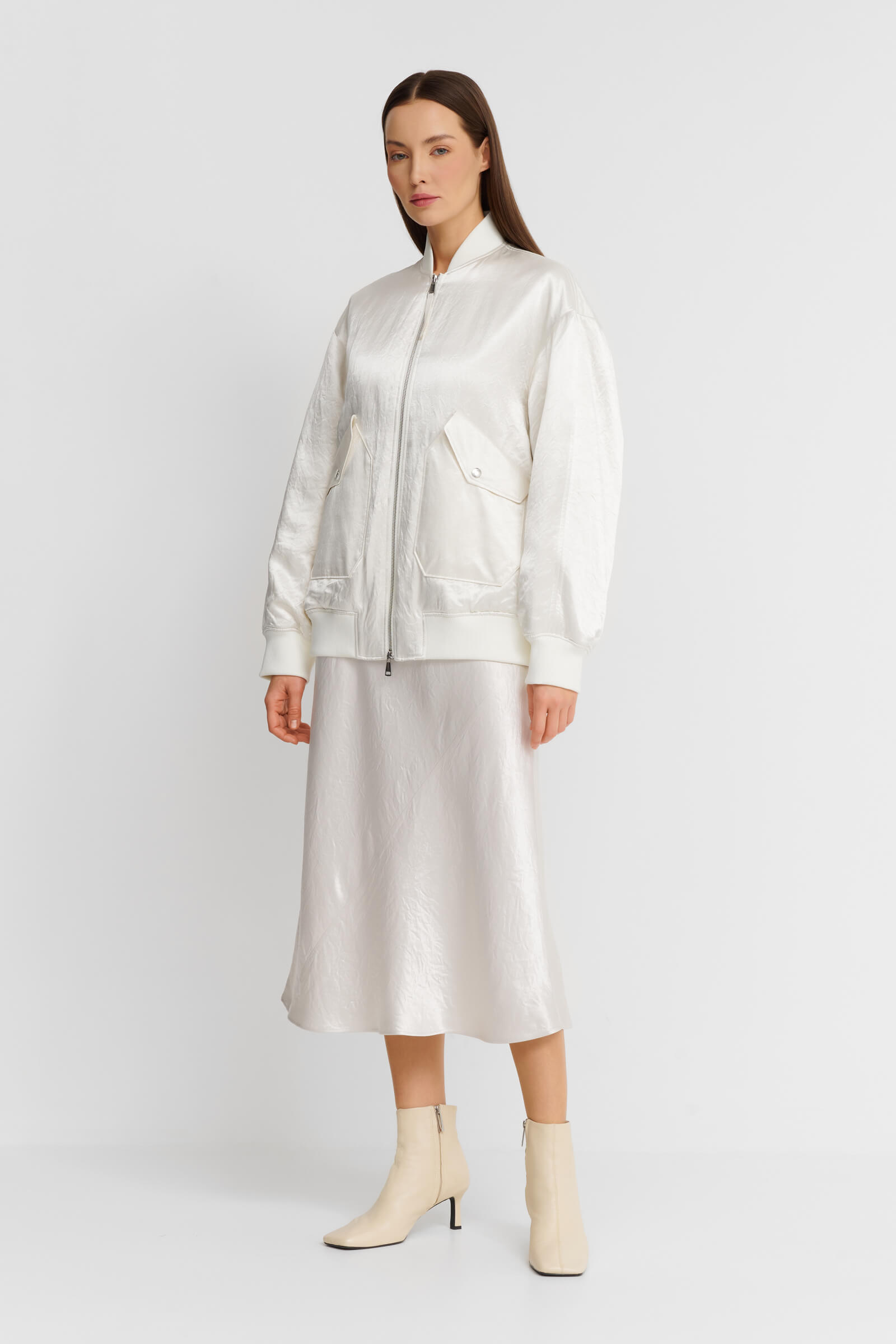 Удлиненная куртка-бомбер из ацетатного шелка Бренд Max Mara Изображение 5