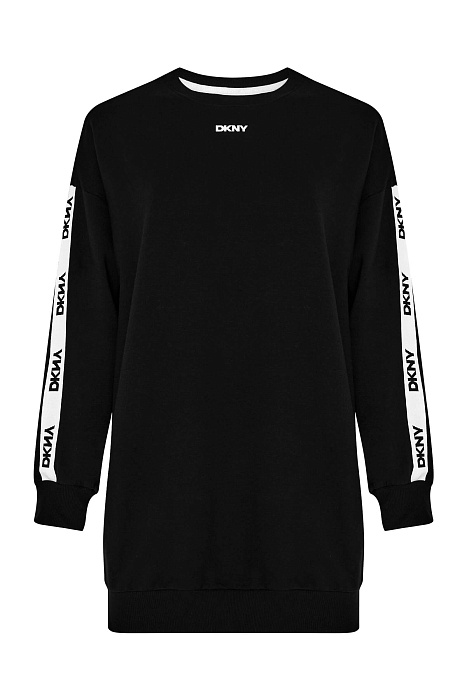 Короткое хлопковое платье-свитшот Бренд DKNY