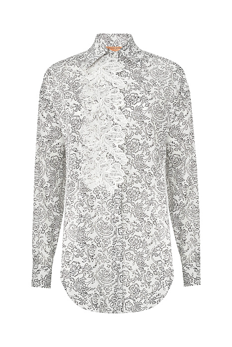 Хлопковая рубашка с кружевной вставкой Бренд Ermanno Scervino