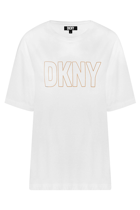 Футболка из вискозы и хлопка с логотипом Бренд DKNY