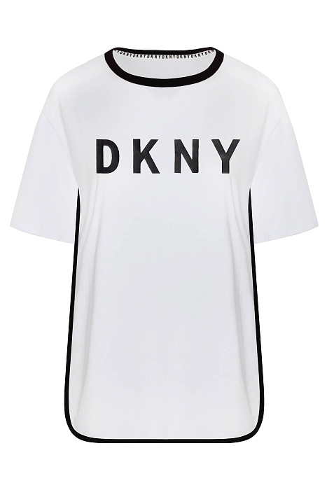 Хлопковая футболка с удлиненным рукавом Бренд DKNY