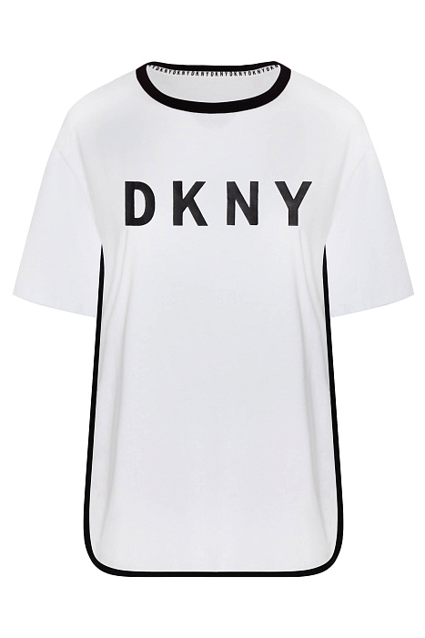 Пижамная хлопковая футболка с удлиненным рукавом Бренд DKNY