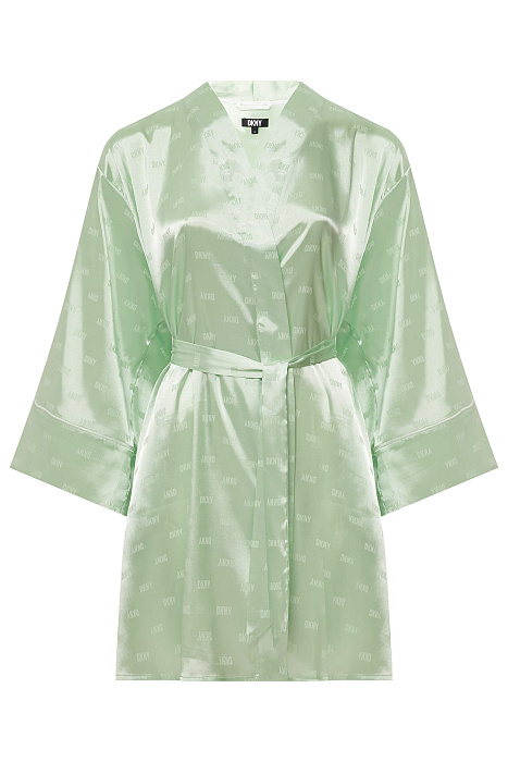 Короткий атласный халат Бренд DKNY