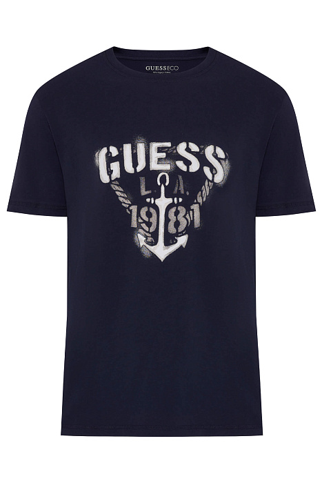 Хлопковая футболка с принтом Бренд Guess
