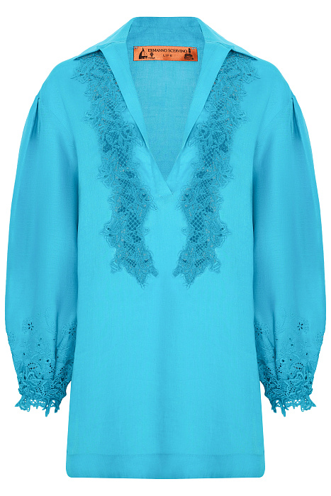 Льняная туника с кружевной отделкой Бренд Ermanno Scervino