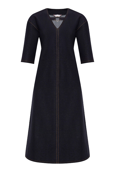 Хлопковое платье с контрастной строчкой Бренд Max Mara